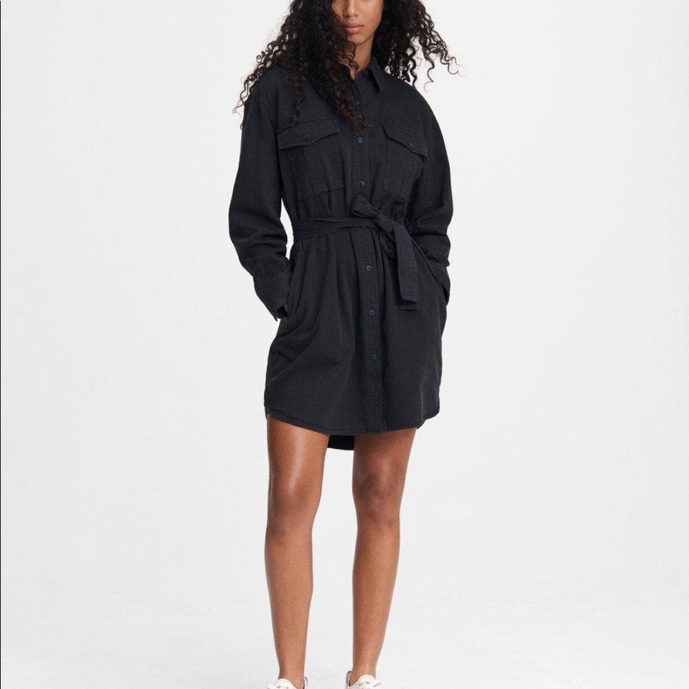 Rag & Bone Black Full Placket Mini Dress Size XS